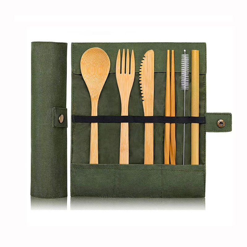 Bamboo Cutlery Travel - Peralatan Makan Perjalanan Bambu Set Peralatan