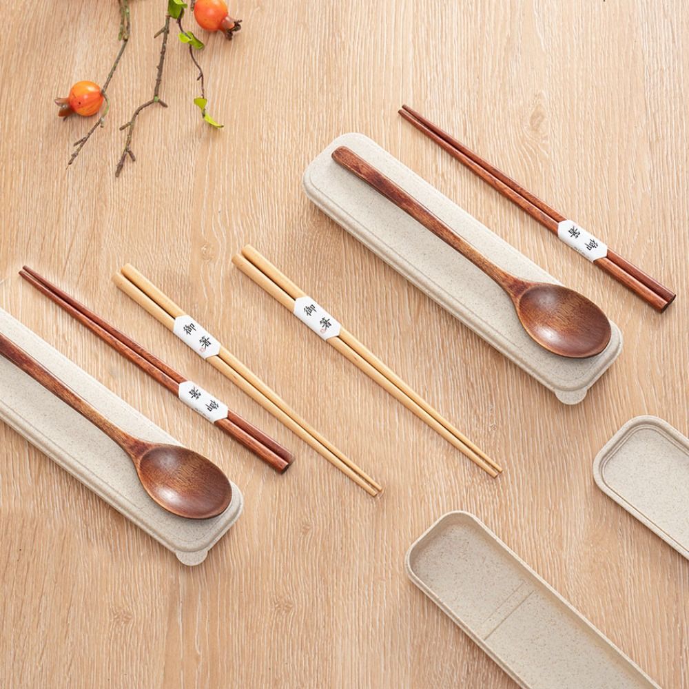 Set Sendok Sumpit Kayu Piknik  - Bamboo Cutlery Travel ulasan dan harga