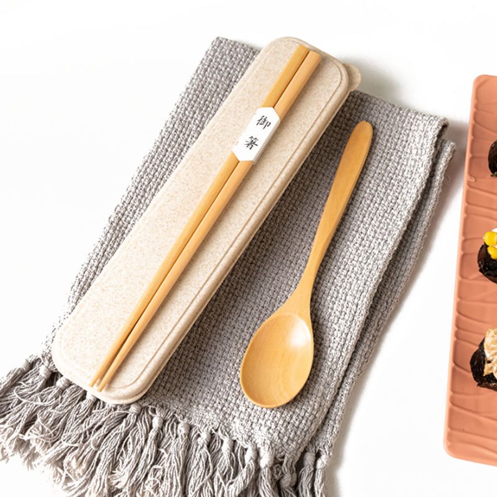 Set Sendok Sumpit Kayu Piknik  - Bamboo Cutlery Travel ulasan dan harga