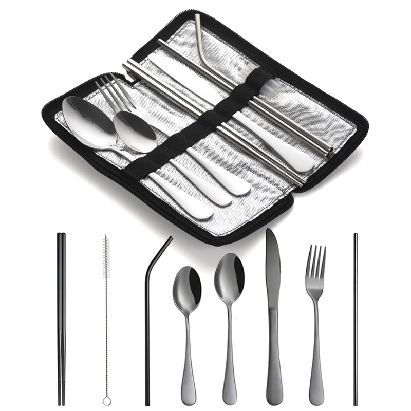 10pcs Peralatan Makan Portabel - Bamboo Cutlery Travel ulasan dan harga